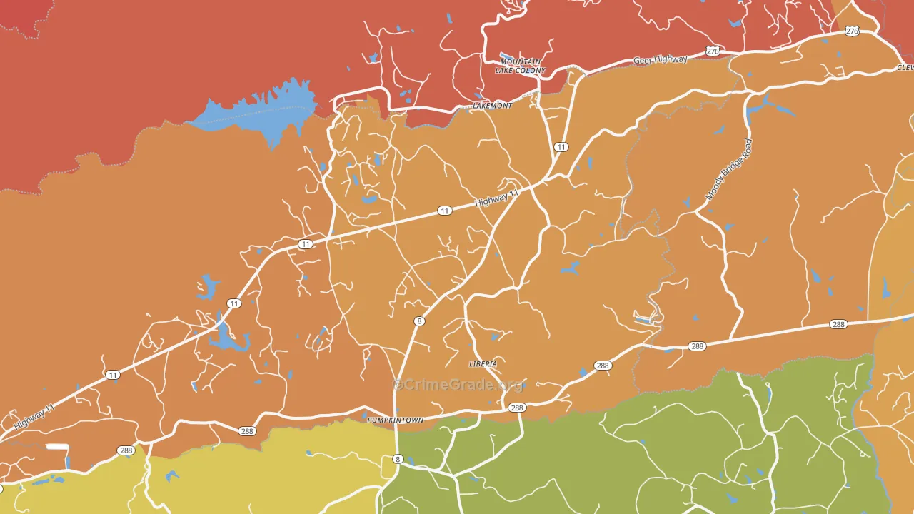 Lakemont, SC Map of Arson Rates