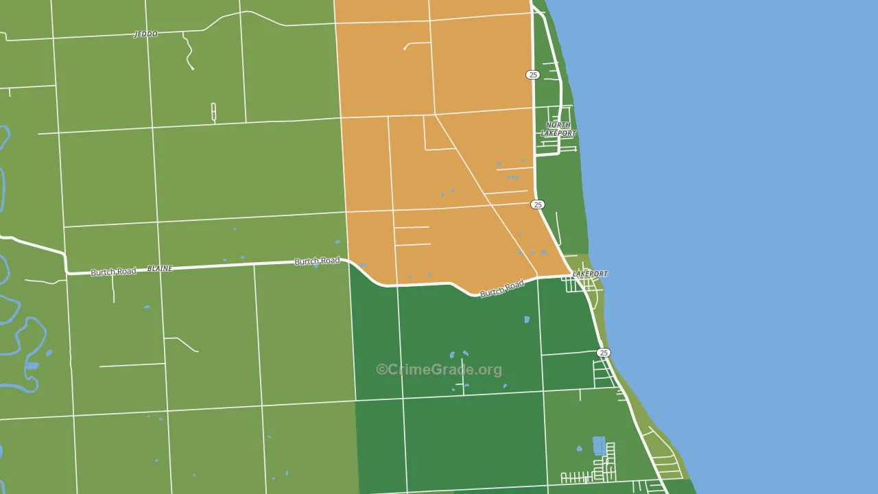 Lakeport, MI Map of Arson Rates