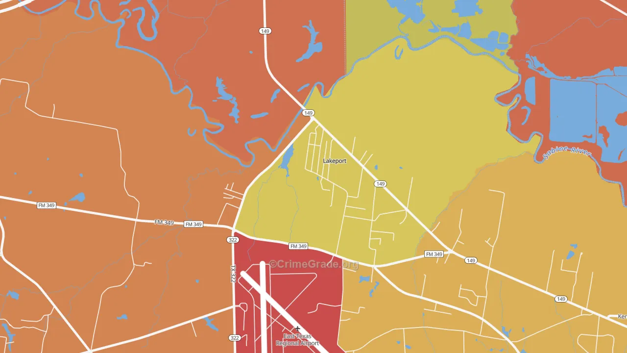 Lakeport, TX Map of Arson Rates