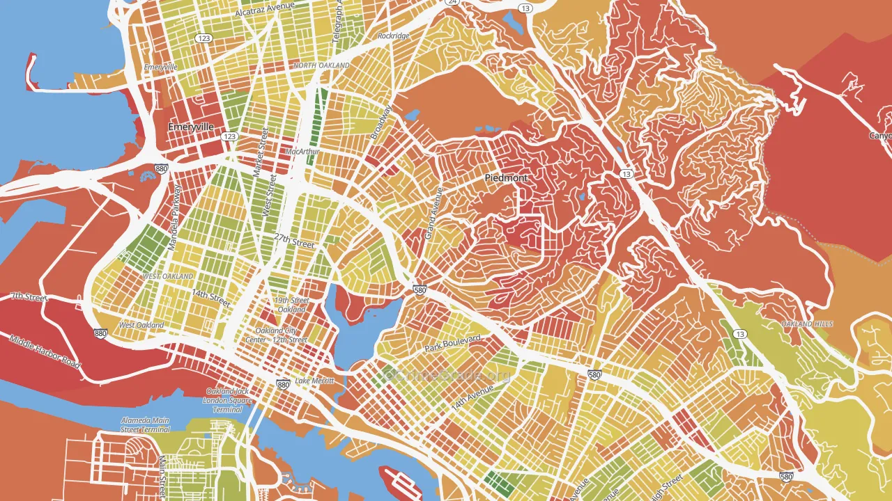 Lakeshore-Oakland, Oakland, CA Map of Arson Rates