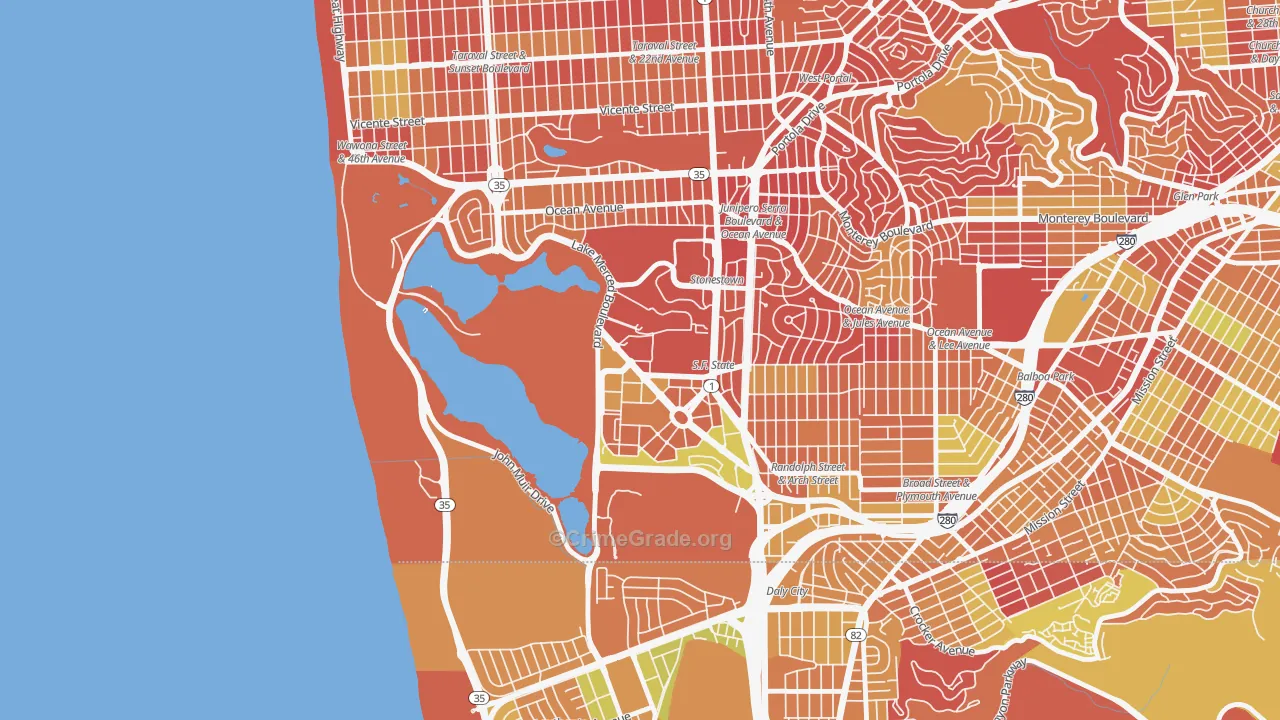 Lakeshore, San Francisco, CA Map of Arson Rates