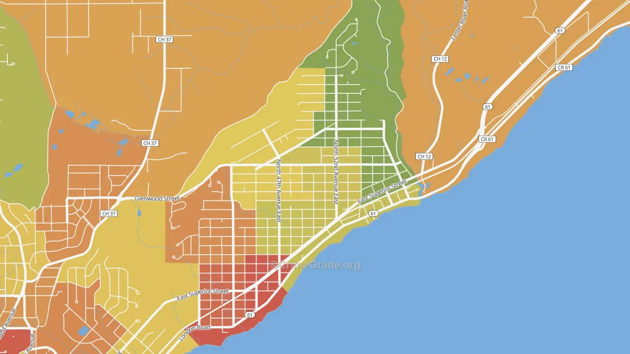 Lakeside-Lester Park, Duluth, MN Map of Arson Rates