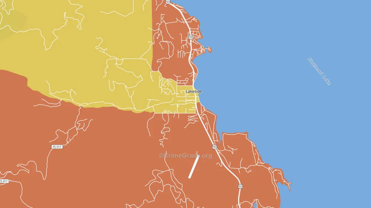 Lakeside, MT Map of Arson Rates