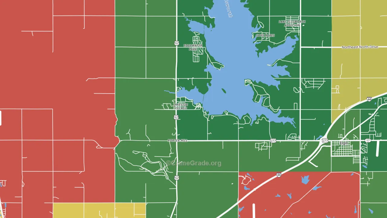 Lakeside Village, OK Map of Arson Rates