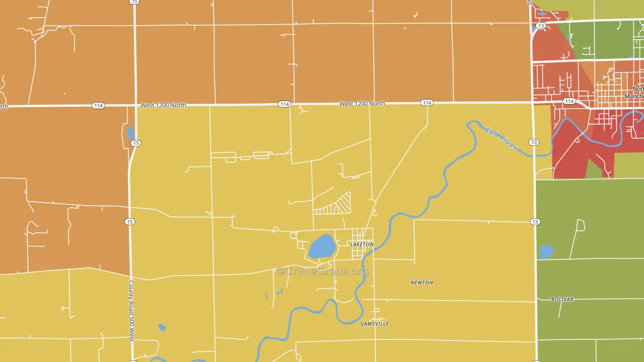 Laketon, IN Map of Arson Rates