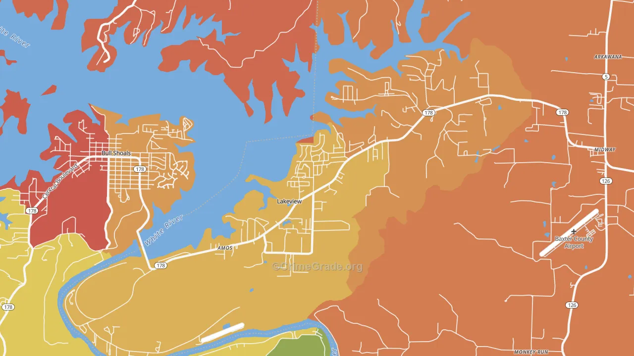 Lakeview, AR Map of Arson Rates