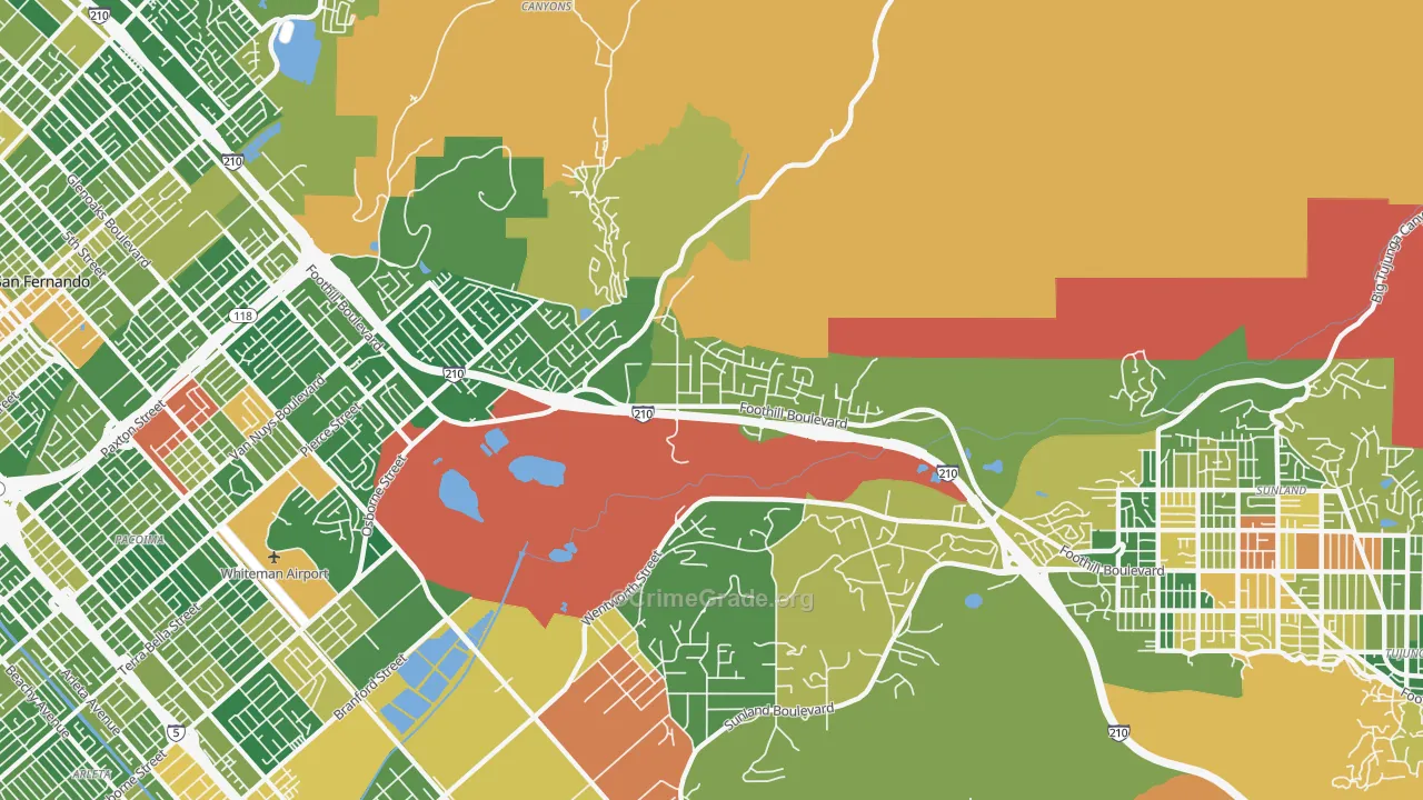 Lakeview Terrace, Sylmar, CA Map of Arson Rates