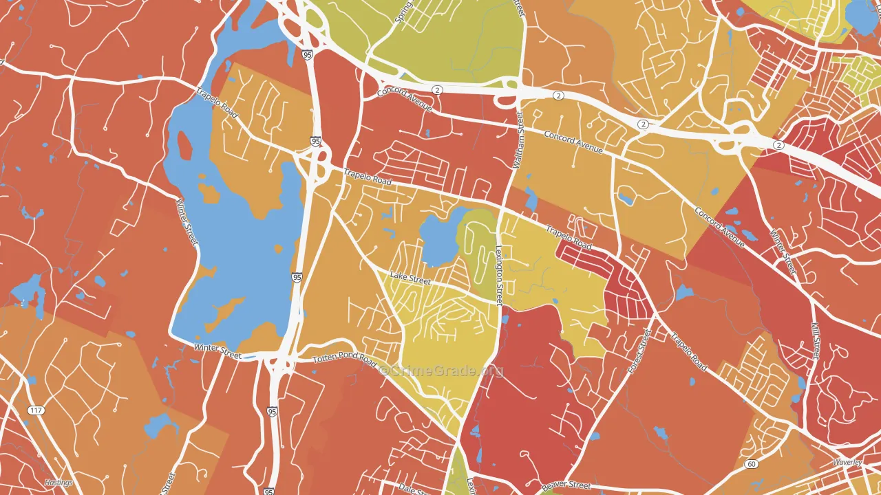 Lakeview, Waltham, MA Map of Arson Rates