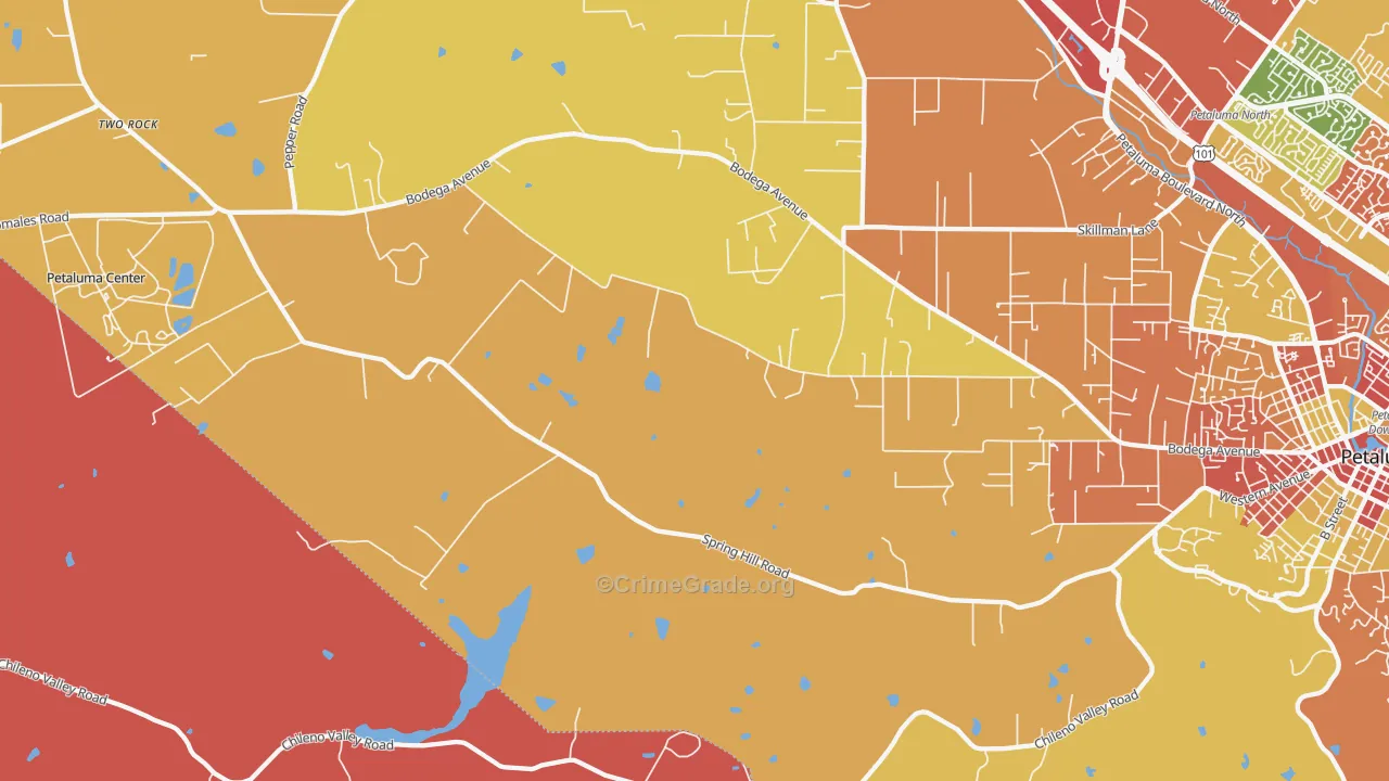 Lakeville, CA Map of Arson Rates
