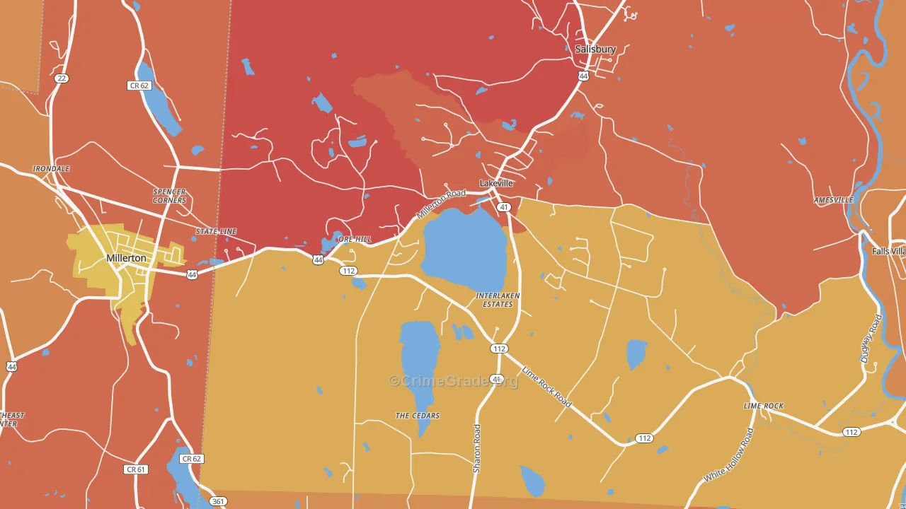 Lakeville, CT Map of Arson Rates