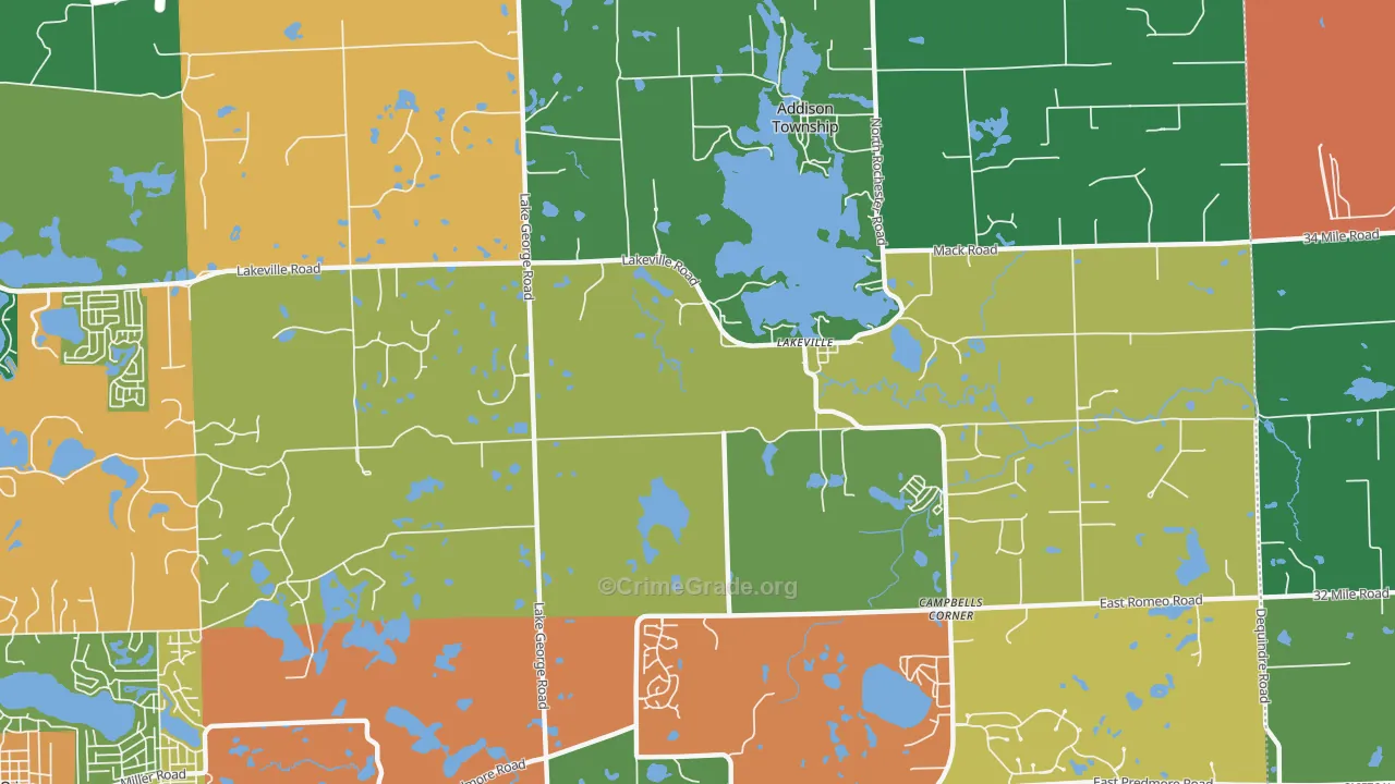 Lakeville, MI Map of Arson Rates