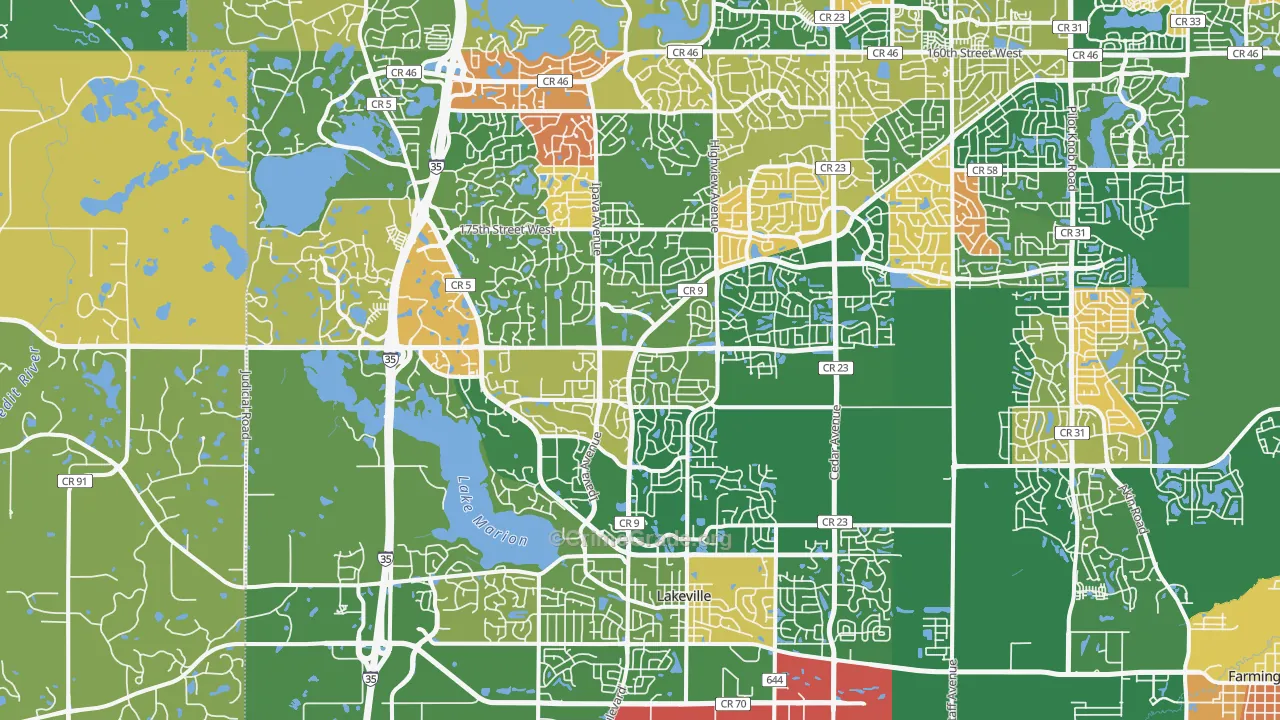 Lakeville, MN Map of Arson Rates