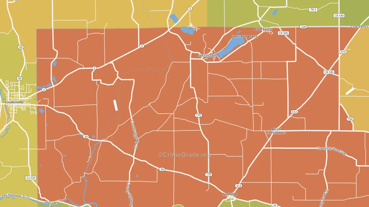 Lakeville, OH Map of Arson Rates