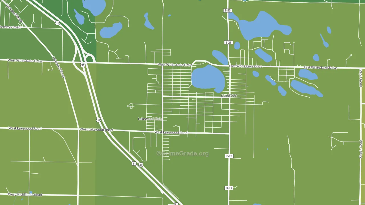 Lakewood Club, MI Map of Arson Rates