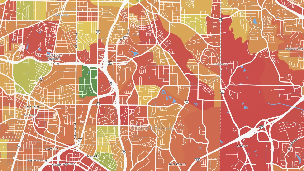 Lakewood Heights, Atlanta, GA Map of Arson Rates