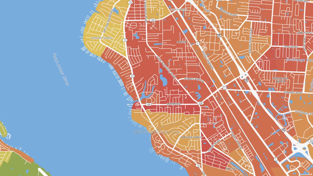 Lakewood, Jacksonville, FL Map of Arson Rates