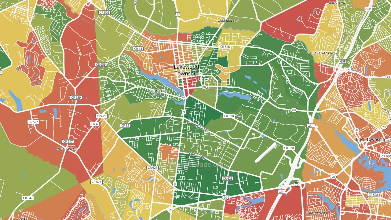 Lakewood, NJ Map of Arson Rates