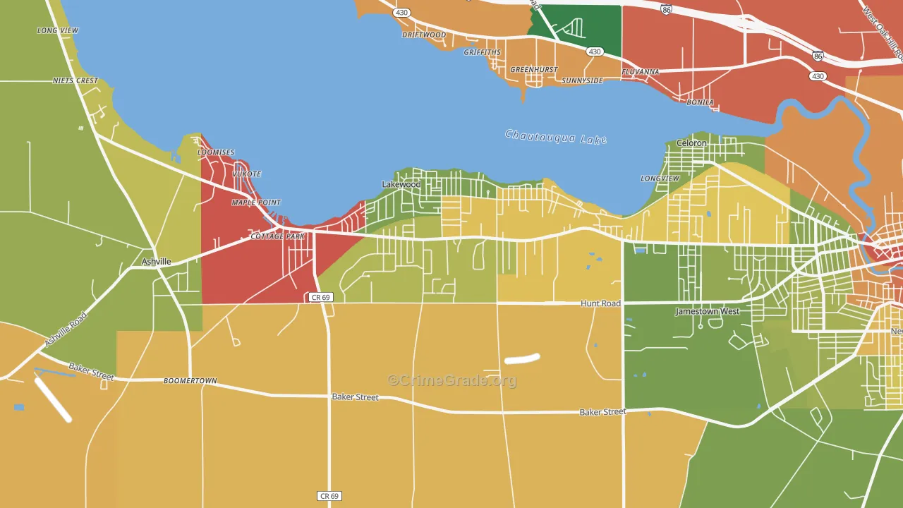 Lakewood, NY Map of Arson Rates