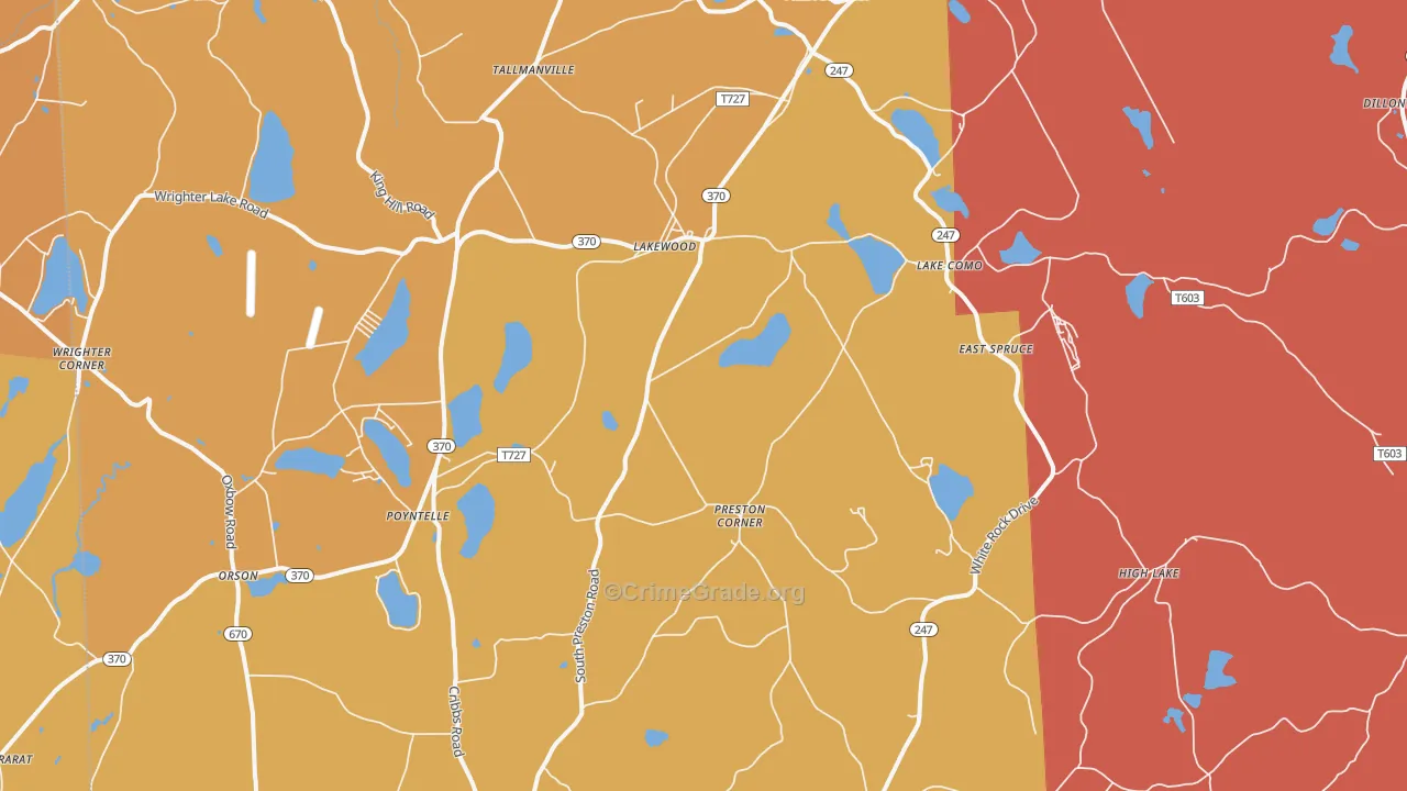 Lakewood, PA Map of Arson Rates
