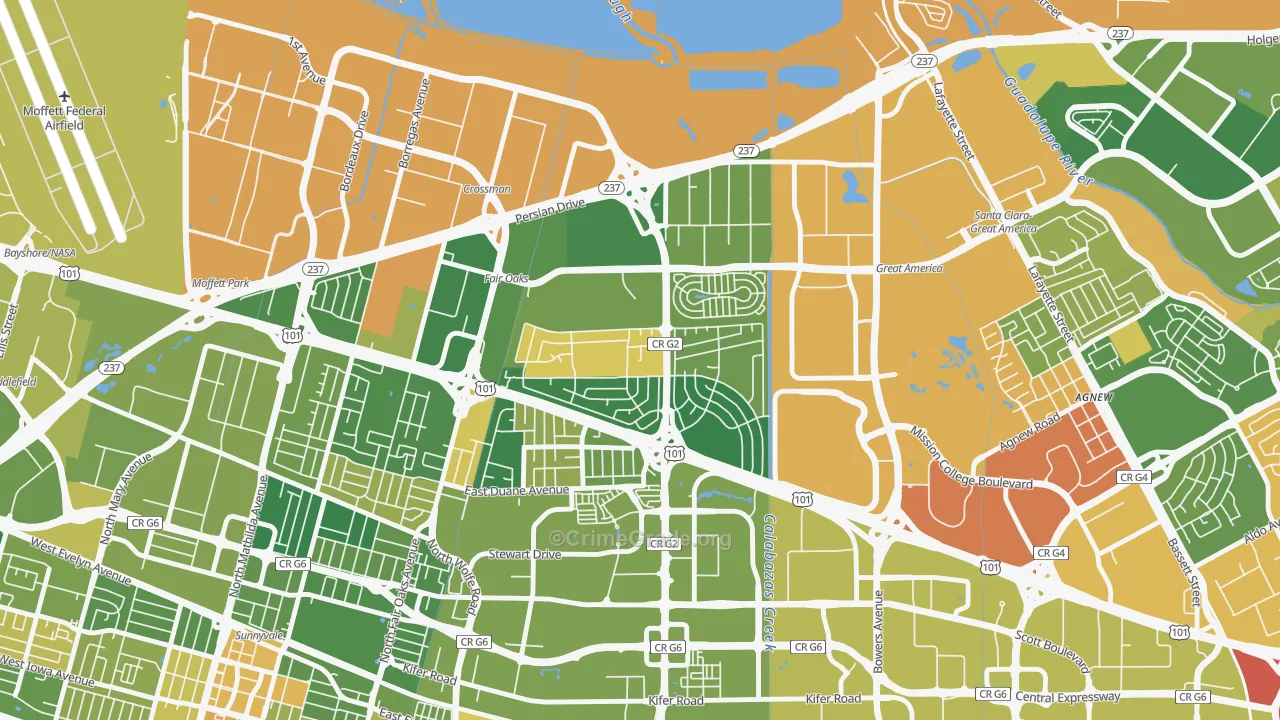 Lakewood, Sunnyvale, CA Map of Arson Rates