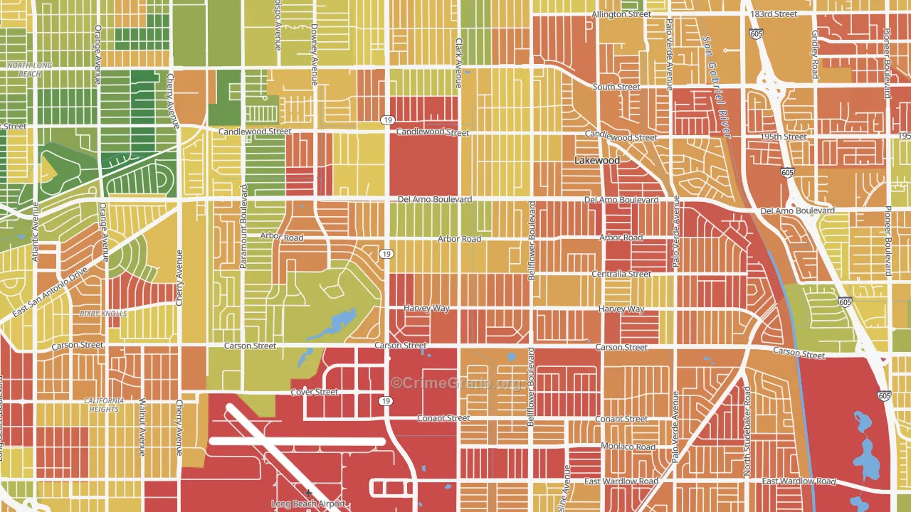 Lakewood Village, Long Beach, CA Map of Arson Rates