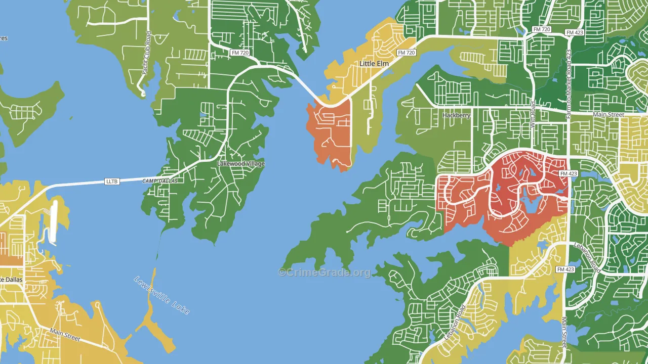 Lakewood Village, TX Map of Arson Rates
