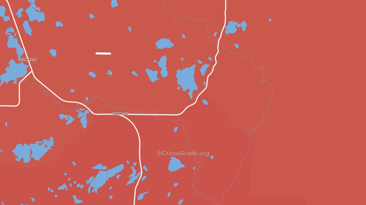 Lakewood, WI Map of Arson Rates