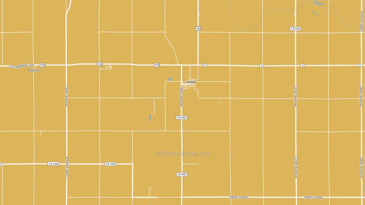 Lakota, IA Map of Arson Rates