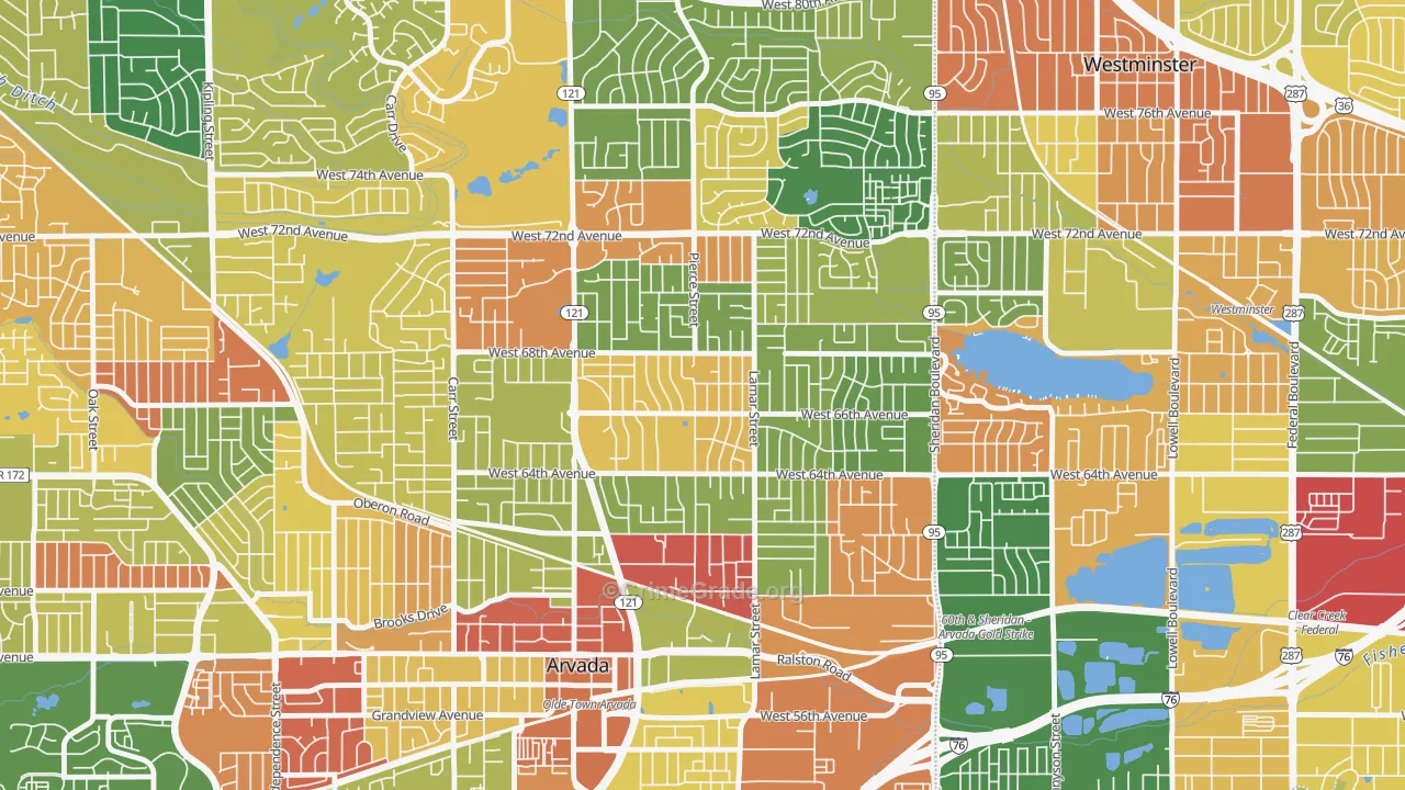 Lamar Heights Area, Arvada, CO Map of Arson Rates