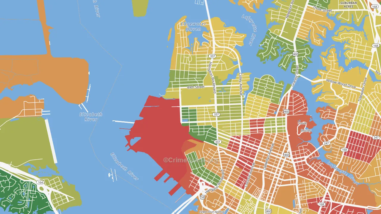 Lamberts Point, Norfolk, VA Map of Arson Rates