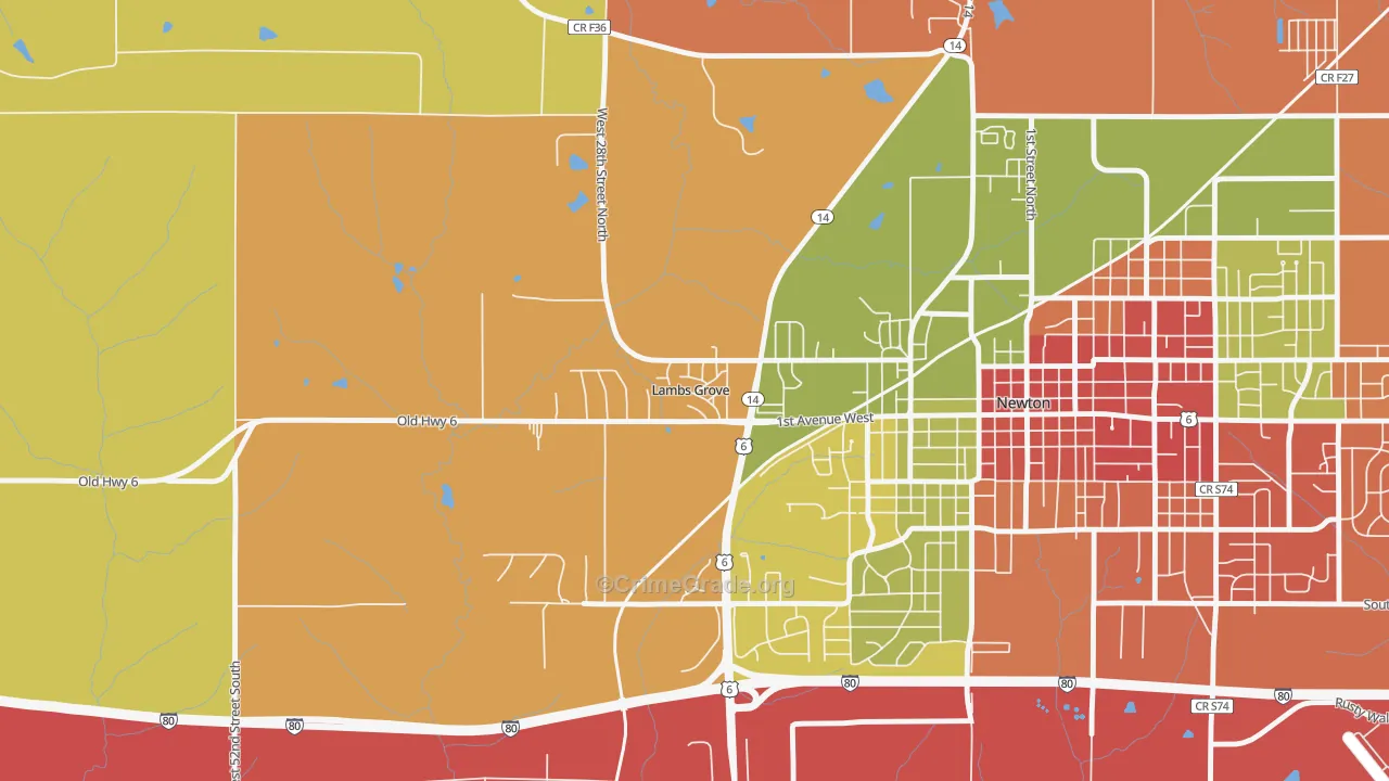Lambs Grove, IA Map of Arson Rates