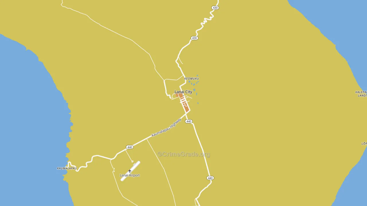 Lanai City, HI Map of Arson Rates