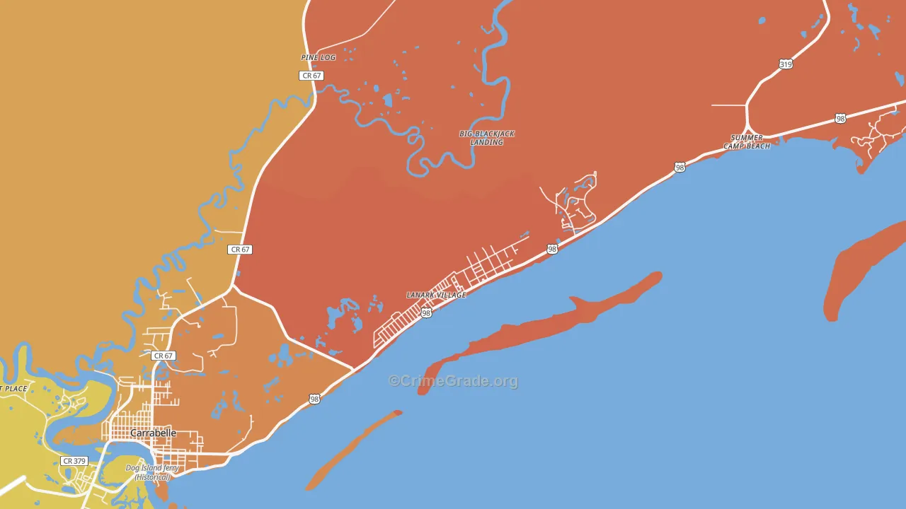 Lanark Village, FL Map of Arson Rates