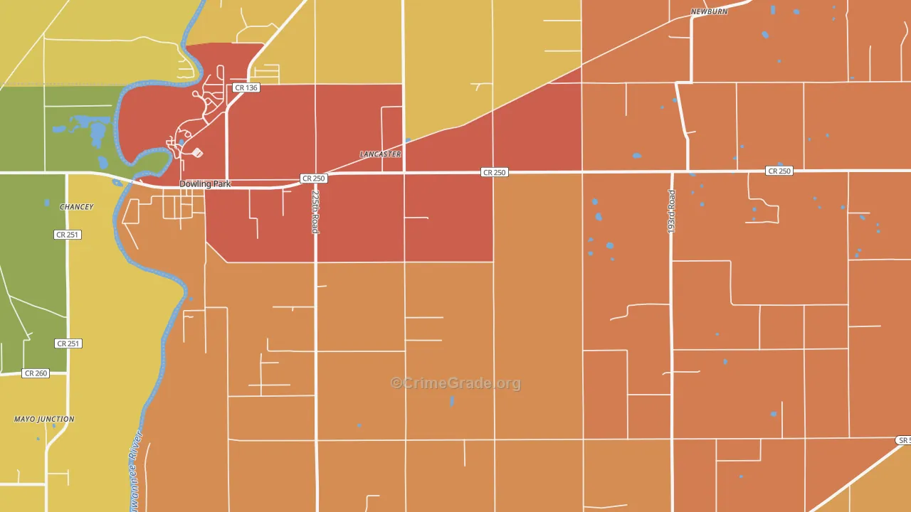 Lancaster, FL Map of Arson Rates