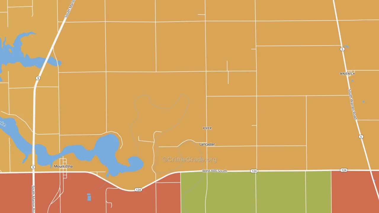Lancaster, IN Map of Arson Rates