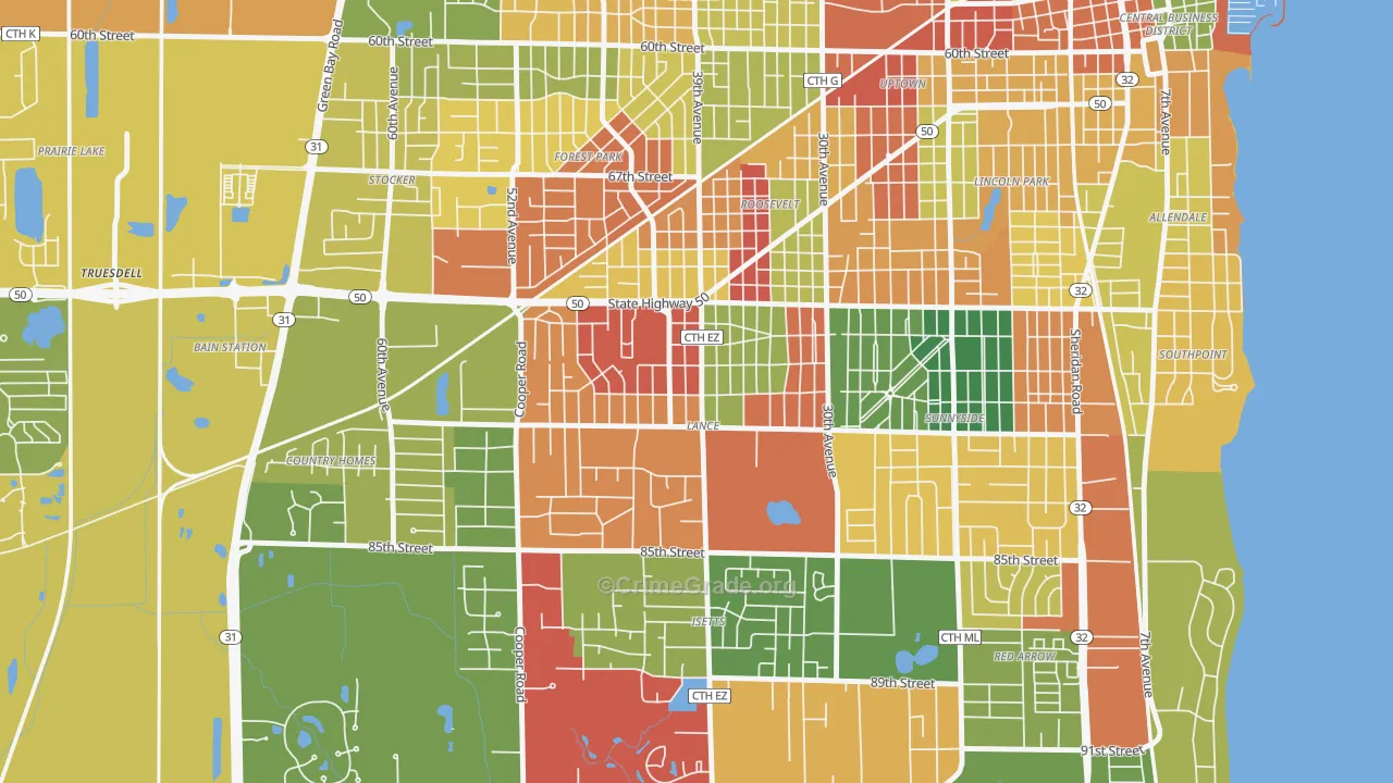 Lance, Kenosha, WI Map of Arson Rates