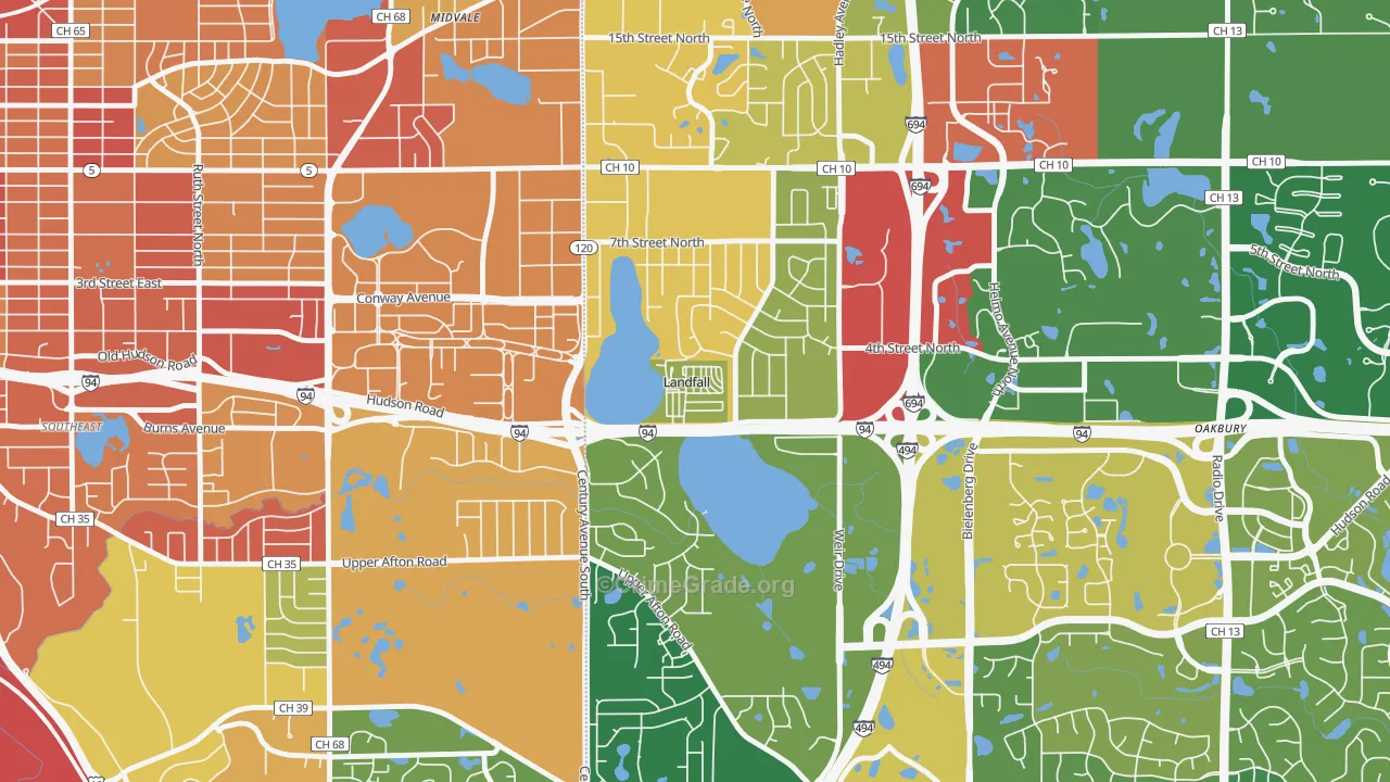Landfall, MN Map of Arson Rates