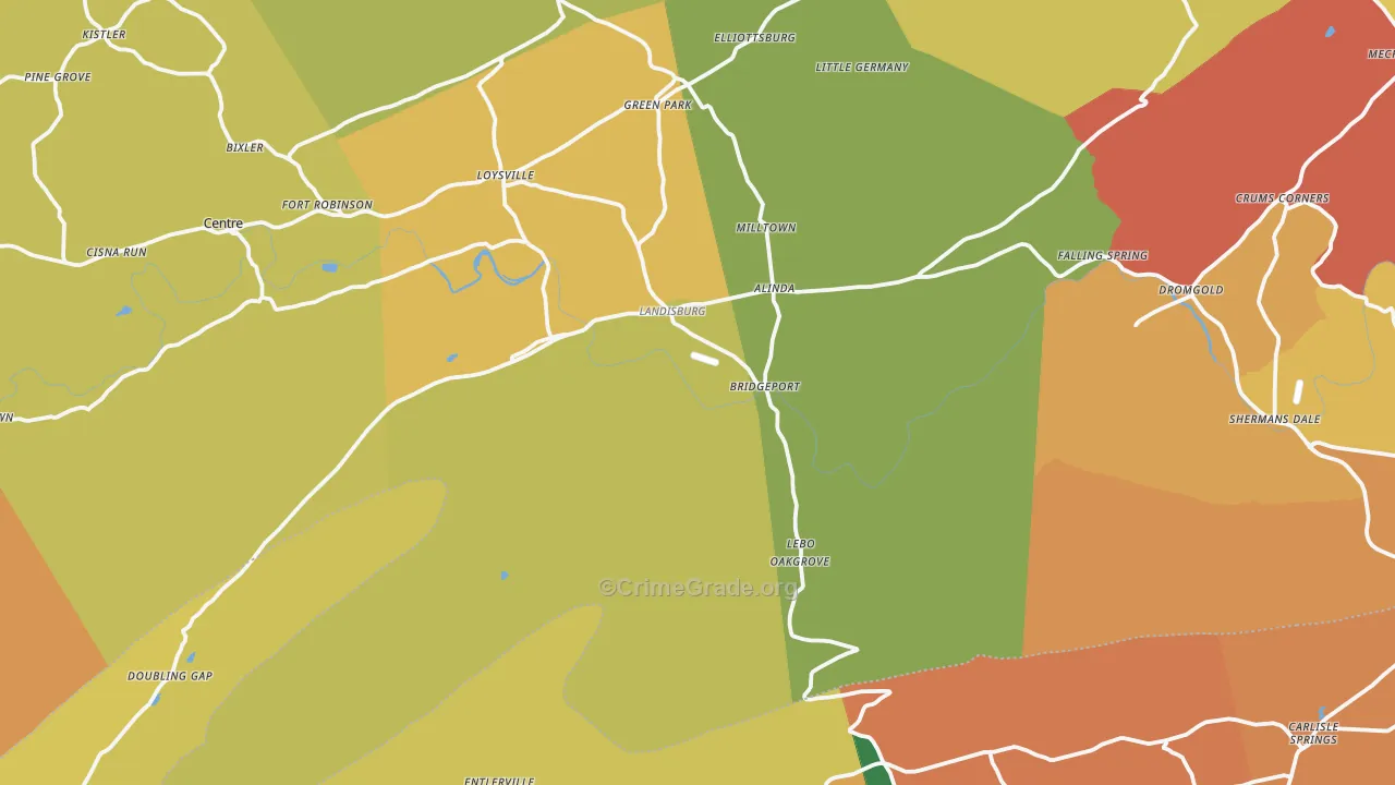 Landisburg, PA Map of Arson Rates