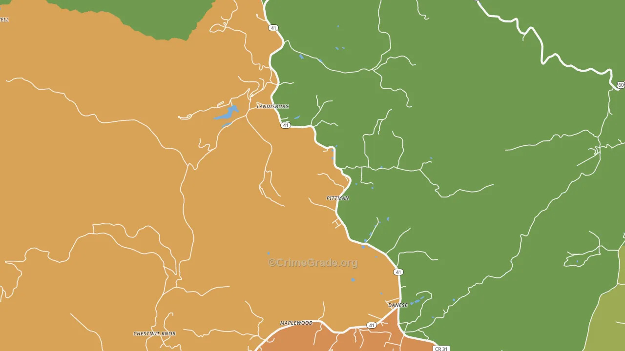 Landisburg, WV Map of Arson Rates