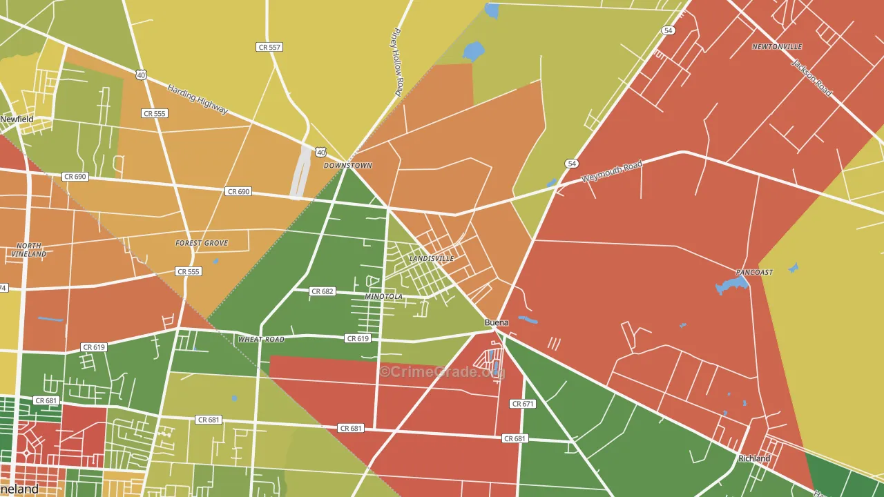 Landisville, NJ Map of Arson Rates