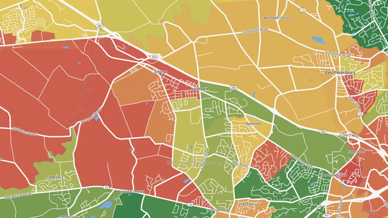 Landisville, PA Map of Arson Rates