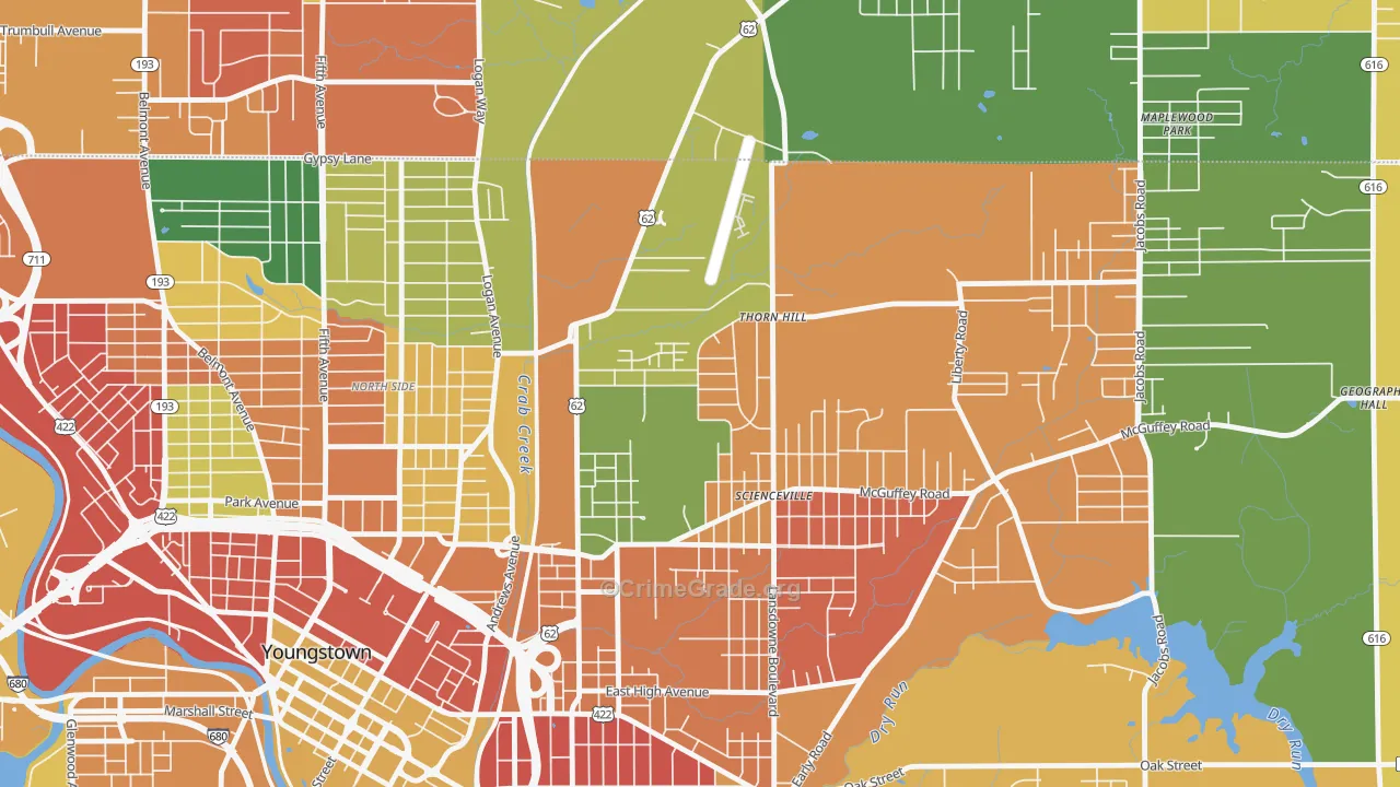 Landsdowne, Youngstown, OH Map of Arson Rates