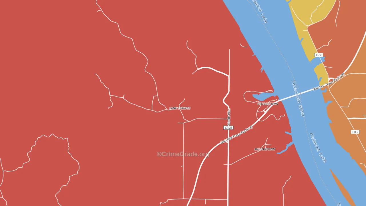 Lane Springs, AL Map of Arson Rates