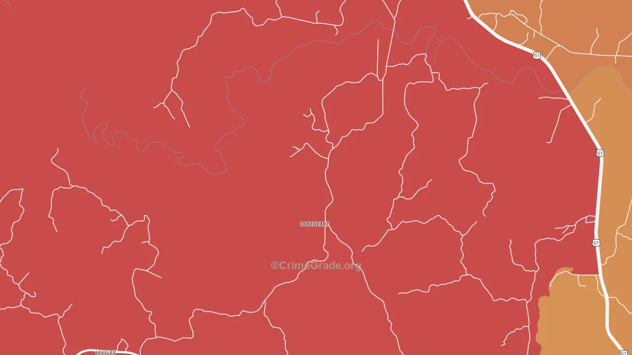Laneheart, MS Map of Arson Rates