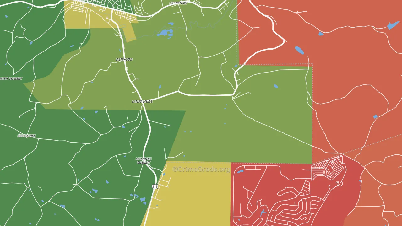 Lanes Mills, PA Map of Arson Rates