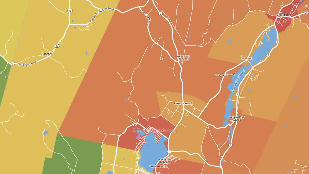 Lanesboro, MA Map of Arson Rates