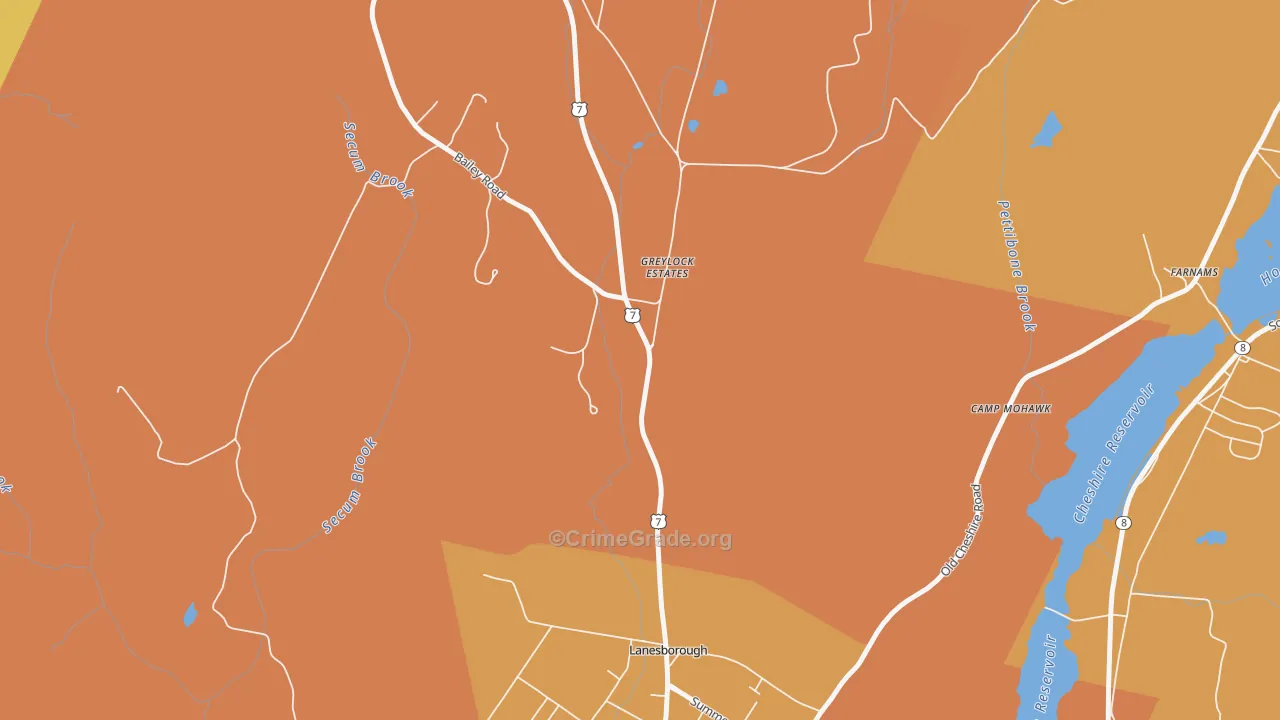 Lanesborough, MA Map of Arson Rates