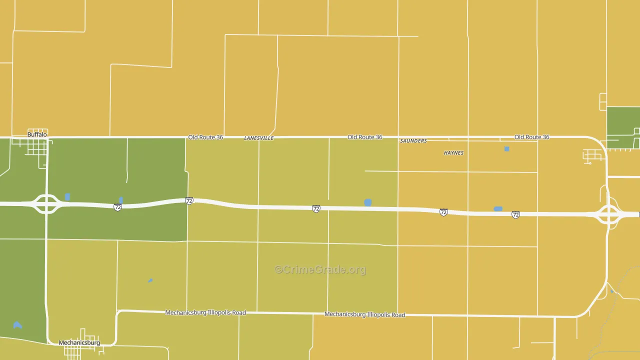 Lanesville, IL Map of Arson Rates