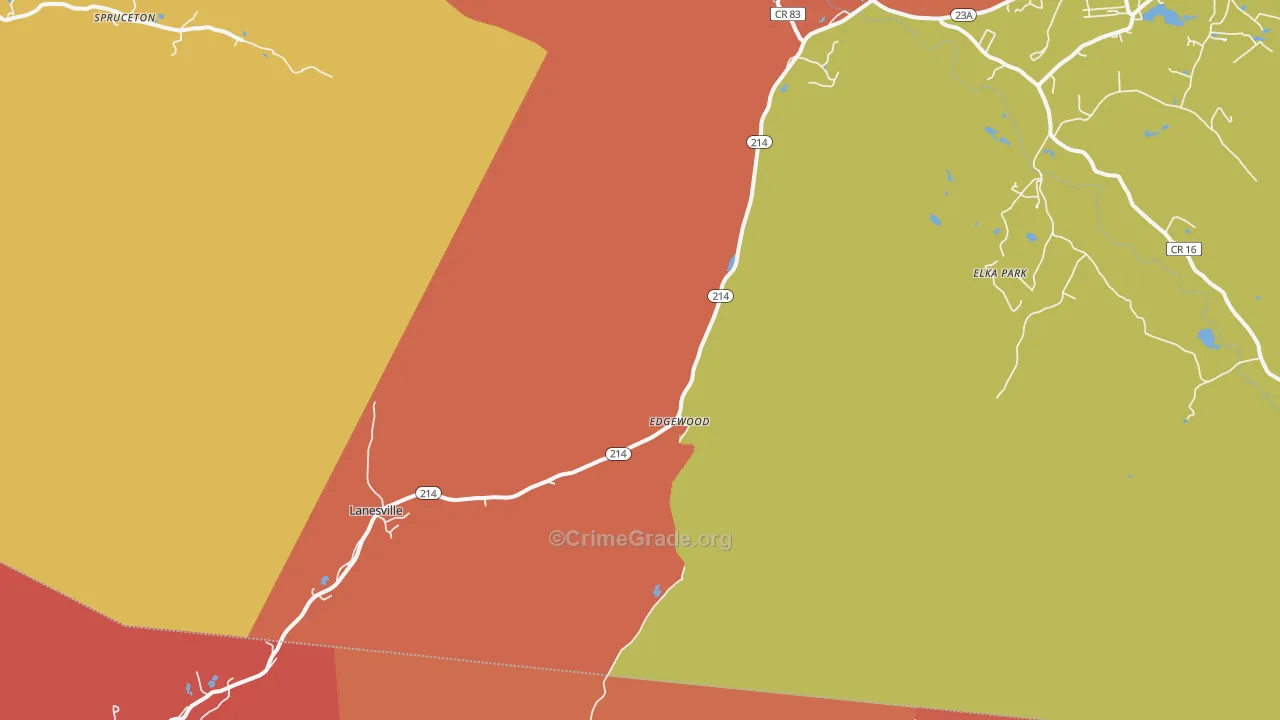 Lanesville, NY Map of Arson Rates