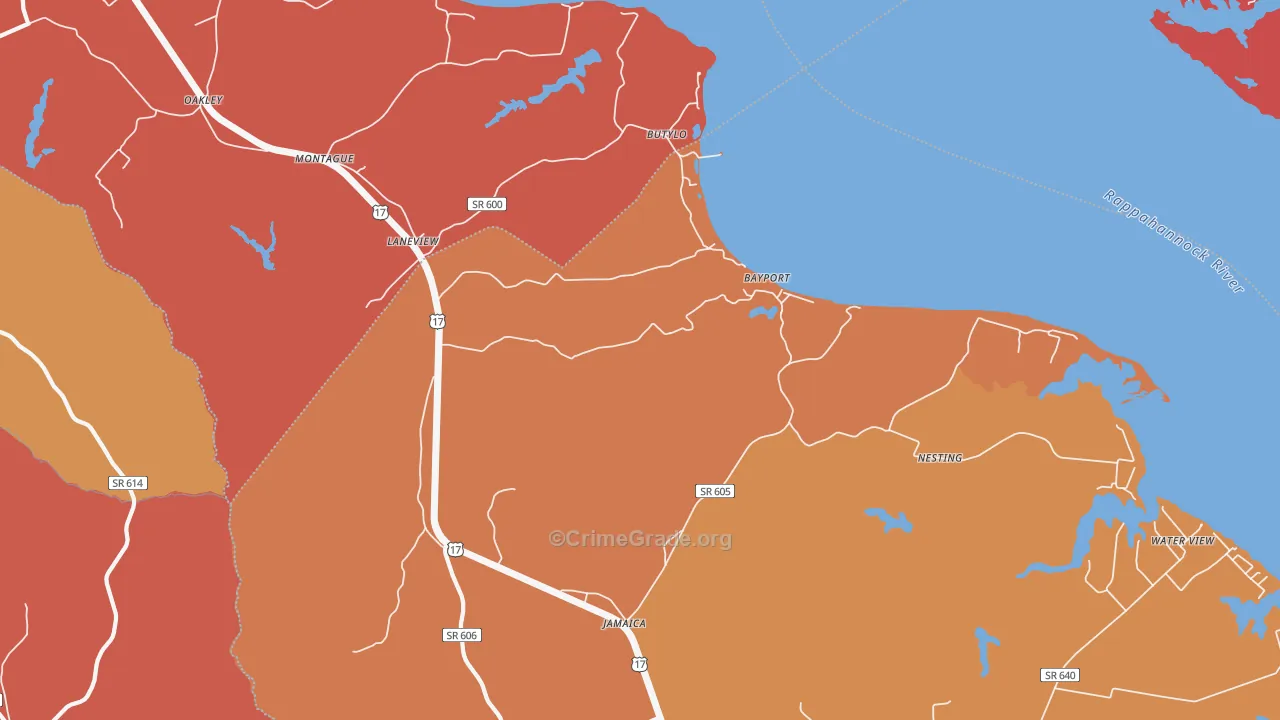 Laneview, VA Map of Arson Rates